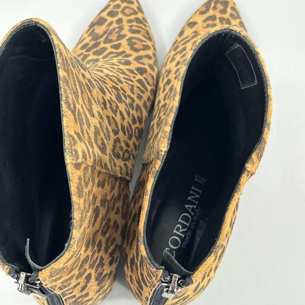 Cordani Boots 8.5 39 Queenie Brown Leopard Suede Ankle Booties Block Heel Italy